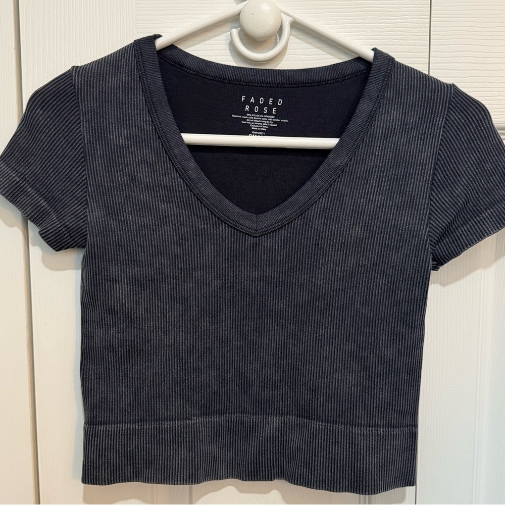 Faded Rose Seamless Cropped T-Shirt